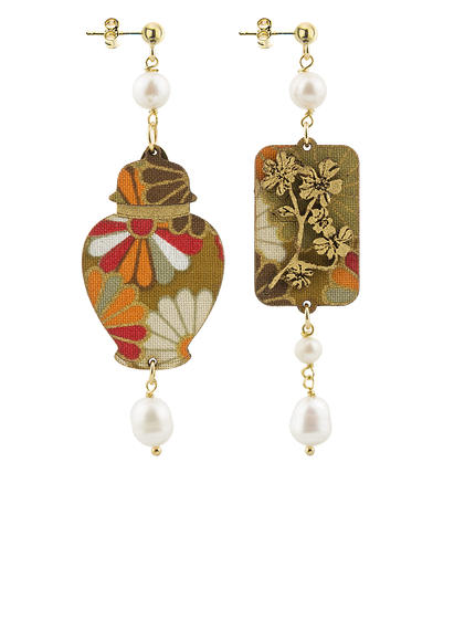 earrings-vase-silk-and-pearl-leather